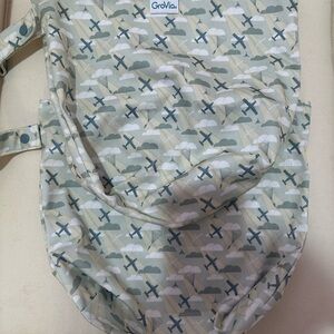 GroVia Kids Backpack with Airplane Design - Green and White